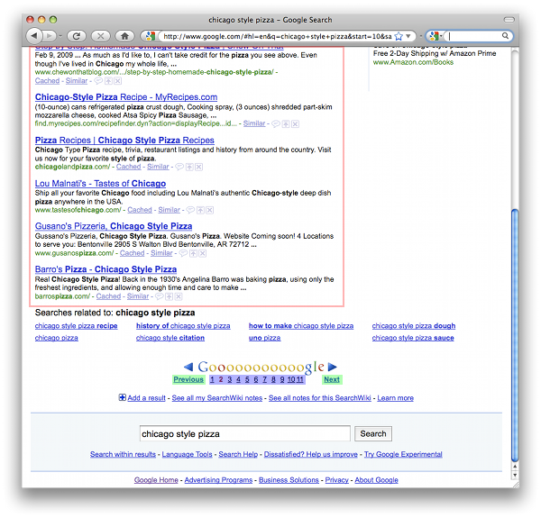 Sample Google search results page bottom
